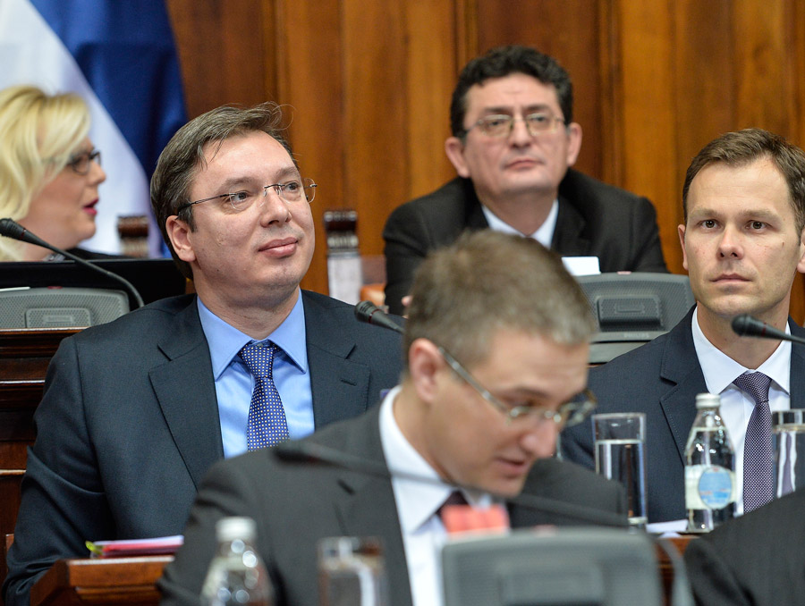 Александар Вучић на расправи о пројекту Београд на води Aleksandar Vucic, Sinisa Mali, Nebojsa Stefanovic, Beograd na vodi
